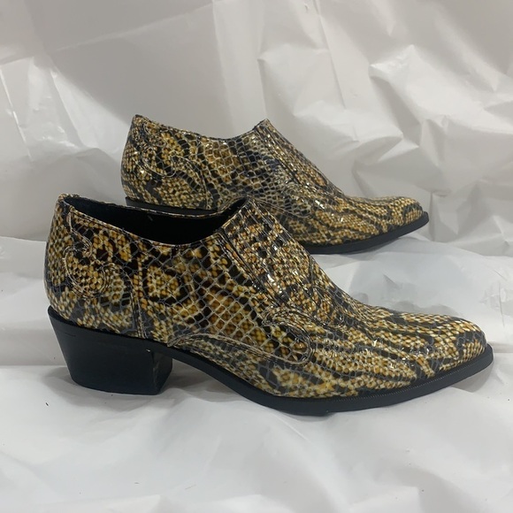 WOMEN’S Dingo Yellow Black Snakeskin Leather Healed Bootie Size 7.5M - Picture 4 of 12